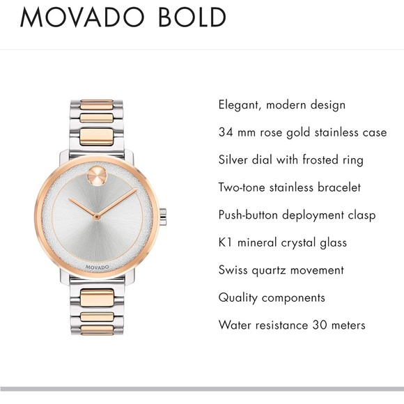 Movado Bold Watch Rose Gold and Silver - Picture 6 of 6